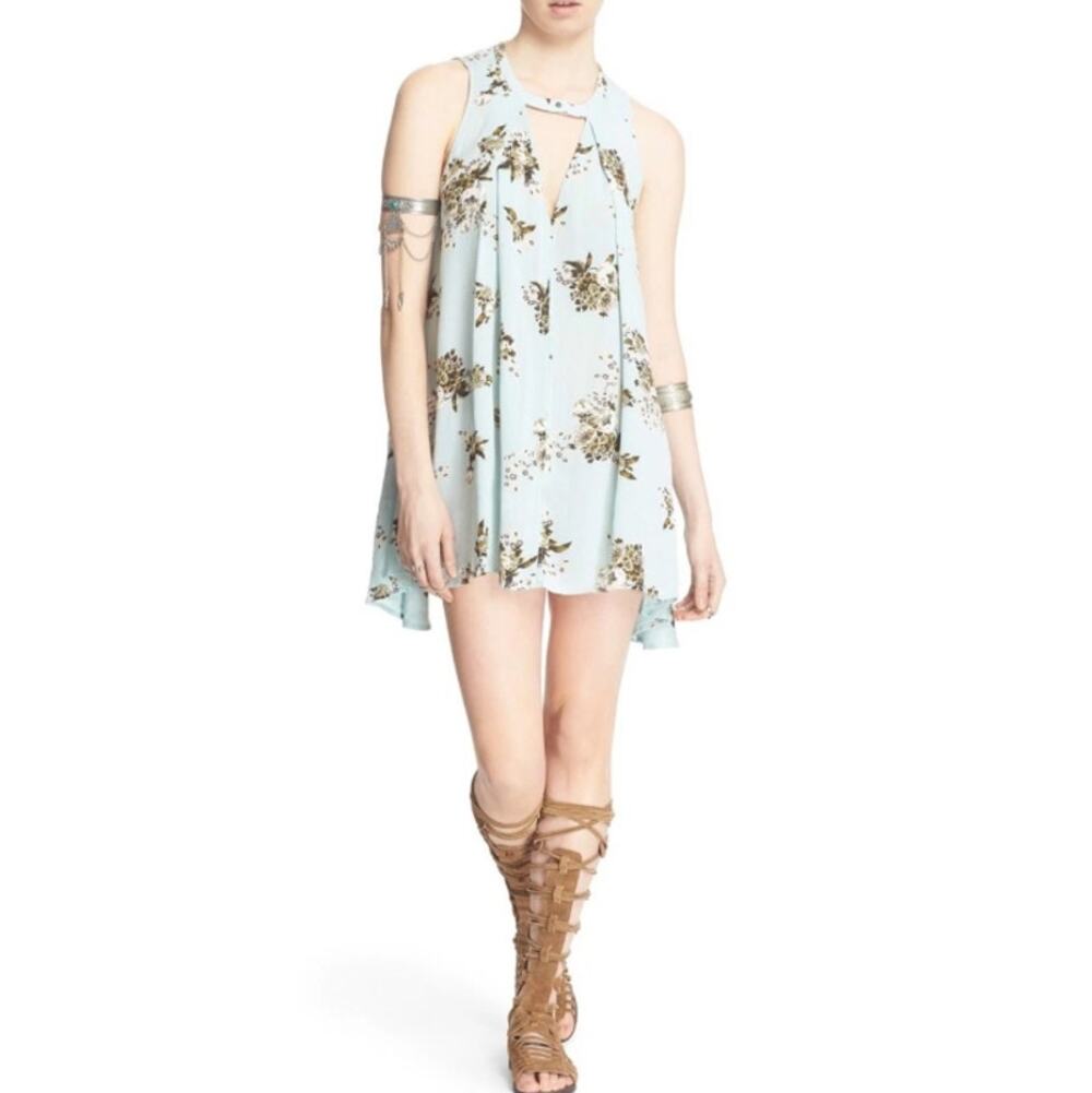 Free People Anthropologie Mint Combo Tree Swing Sleeveless Mini Dress Size S